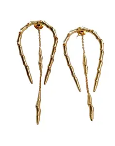 half pan twisted designe with chain earring for woman & girls handmade stylish gold plated western jewellery set of traditional letest design