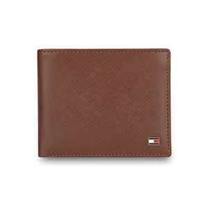 Tommy Hilfiger Anton Leather Passcase Wallet for Men - Tan, 12 Card Slots