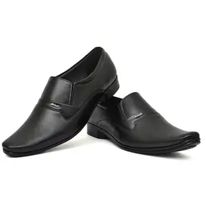 Men's Solid Faux Leather Slip on Formal Shoes (Black, 6)-PID48521