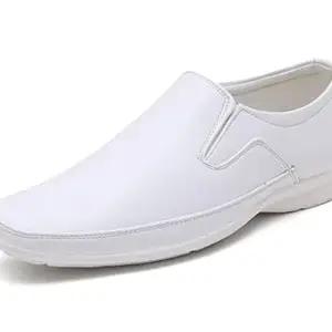 VIV Synthetic Leather White Moccasin Formal Shoes - 9 UK