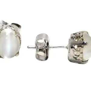 Rajasthan Gems Stud Earrings 925 Sterling Silver Natural Moonstone Gem Stone Women Handmade Gift i390