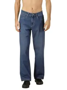 Thomas Scott Men's Relaxed Fit Mid Rise Comfort Clean Look Light Fade Cotton Baggy Jeans