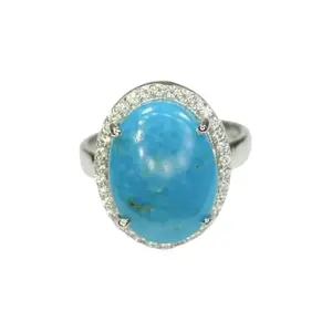 Natural Arizona Turquoise Solitaire Ring With 925 Sterling Silver