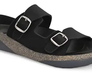 AFROJACK Men's Sandals Modern Synthetic Leather Comfortable Slip-on Sandal (Black, UK Footwear Size System, Adult, Men, Numeric, Medium, 8)
