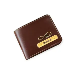 NAVYA ROYAL ART Customized Wallet for Men | Personalized Wallet with Name Printed Leather Name Wallet for Men | Customised Gifts for Men |Personalised Mens Purse with Name & Charm (Brown)