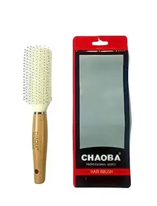 CHAOBA Professional Professional Wooden Handle Mini Paddle Hair Brush For Men & Women, (CHB-9843-WI), Color May Vary