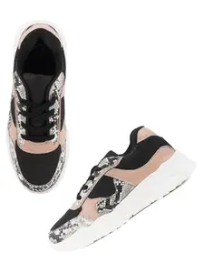 Carlton London Women White-Aqua Comfortable Lace-Up Snakeer with Heels, for for Casual, Walking & Daily Use (4)