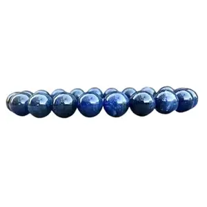 Lady Works Natural African Sodalite 8mm Round Shape Smooth Cut Beads 8 Inch Stretchable Bracelet For Men & Women. Unisex Bracelet For Healing, Meditation, Prosperity, Gift & Luck|LW_BRST_00171_8.0