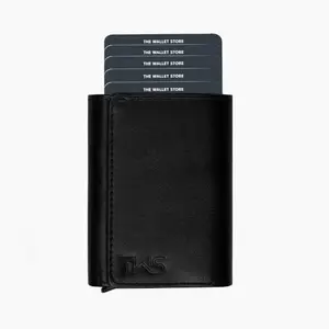 The Wallet Store Maverick RFID Protected Vegan Leather Wallet Cardholder | Pop-up Cardholder | Scan Proof Wallets for Men | Aluminium Case | Up to 8 Cards | Credit & Debit Cardholder (Black)