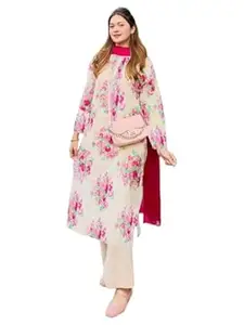 ANNI Designer Women’s Viscose Blend Floral Printed Straight Kurta with Palazzo & Dupatta | Ethnic Dress for Ladies Suit Set | Elegant Traditional Outfit for Women