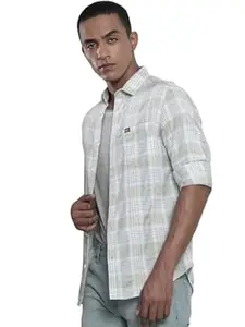 The Indian Garage Co Men Slim Fit Checkered Full Sleeves Spread Collar Casual Shirt