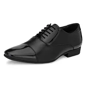 HITZ Men's Black Derby Formal Leather Shoes - 6