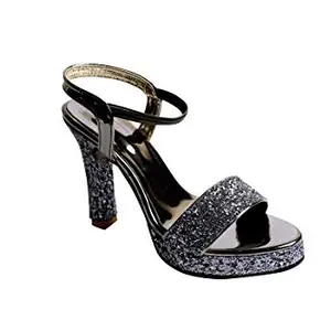 Purple L Sandal for Women & Girls/latest Collecton & stylish/Comfortable/Block Heels_5 Inch_ 4 UK(37 EU)_ Grey__ Combo Pack of 1