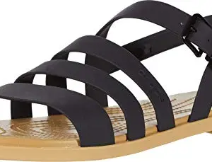 Crocs Women's Black/Tan Sandal-3 Kids UK (206107)