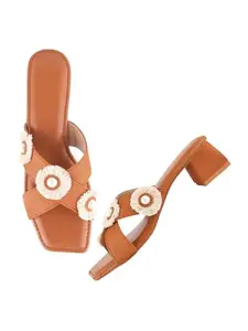 SilverArrow Women's Breeze Elegance Block Heel Sandal Tan 3 UK