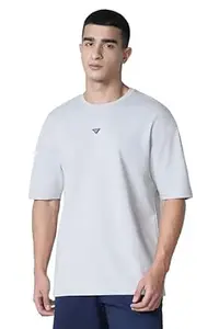 Reebok Men's Cotton Poly Casual Oversized T-Shirt - Soft Breathable Loose Fit Half Sleeve Tee | Round Neck Tshirt