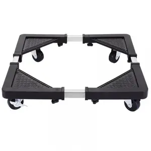 FEELING MALL Washing Mashine Stand with Four Tier, Movable Base Dolly Roller Stand for Washing Machine & Refrigerator (Black)