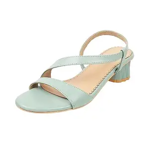 Metro Women Green Synthetic Leather Fashion Chunky Heel Sandal UK/5 EU/38 (40-165)