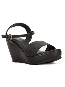Bata Women's Wedge Heel Sandal - BLACK (3 UK) (7616002)