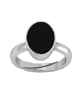 STONEFLEX 7.25 Ratti Black Sulemani Hakik Stone Ashtdhatu Adjustable Ring Original and Certified Natural hakik Gemstone For Men Or Women's