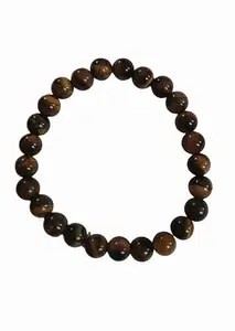 Tiger Eye Bracelet, Unisex For Men & Women (8mm, 22 Beads And Length 3.15 Inch) (A1 Quality Lab Certified), Happiness Life, Money Attractions, Business Growth, Married Life Problems