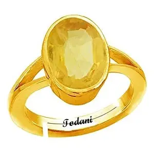 Todani Jems 8.25 Ratti Natural Yellow Sapphire Pukhraj Gemstone Stone Ring With Lab Certificate