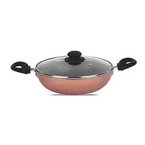 Palomino Heavy Duty Aluminium Non-Stick Deep Kadhai 3mm Thickness Kadhai Cookware with Glass Lid (24 cm, Pack of 1, Copper Color, Non-Induction Base) price in India.