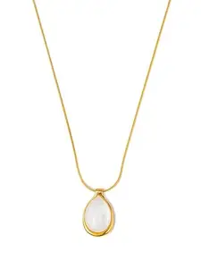 Zeraki Jewels Stylish Gold Plated & White Pendant Necklace For Women | Love Pendant Necklace | Valentine's Gift for Girlfriend - A422