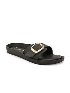 EL PASO Women Black Faux Leather Casual Slip On Flats EPWYK2311Black_8