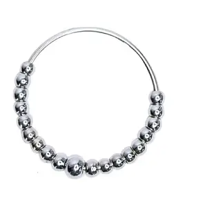 BAAL Punjabi Sikh Kada Beads Bracelet for Men and Women Silver (Set of 1)