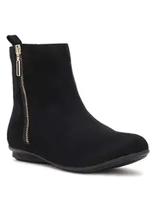 Bruno Manetti Women's Black Mid Ankle Length Zip Closure Boots