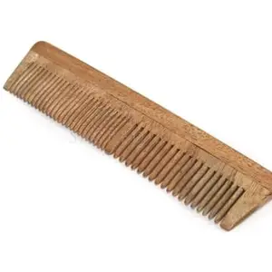 Wooden Hair Comb, Wide and Fine Tooth, Natural Neem Wood, Dual Spacing