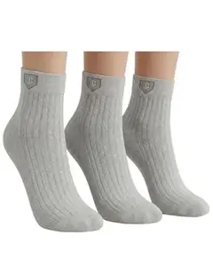 SOCKS-MOJE RH Pure Cotton Ankle Length Lines Socks for Men & Women | Ultra-Soft Breathable Fabric | Odour Control | Unisex Daily and Office Use Socks (Pack of 3)