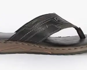 Lee Cooper Men's LC4374C Leather Flip Flop Slipper_Black_43EU