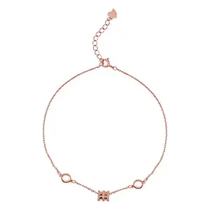 GIVA 925 Silver Rose Gold Reel Anklet (Single), Adjustable | Gifts for Girlfriend, Gifts for Women & Girls| With Certificate of Authenticity and 925 Stamp | 6 Month Warranty*