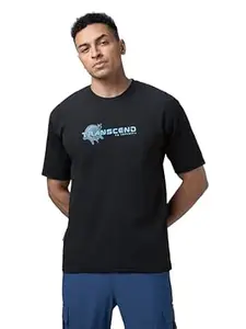 TECHNOSPORT Men's Relaxed Fit Graphic Print Half Sleeve Active Out T-Shirt with Techno Dry for Sports, Running & Regular Use