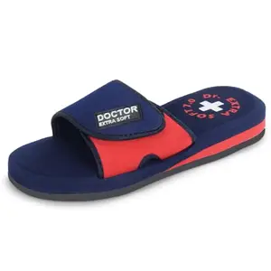 DOCTOR EXTRA SOFT Women's Care Orthopaedic and Diabetic Adjustable Strape Super Comfort Dr Sliders Flipflops and House Slippers for Women’s and Girl’s Slides D-52-Navy/Red-5UK