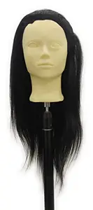 88 ENTERPRISE Synthetic Hair Extensions and Wigs Saloon/Dummy/Training Head For Hair Styling/Practice/Cutting With Clamp Stand (Black)