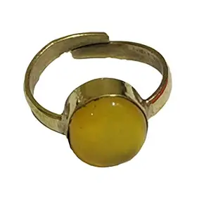 ASTRODIDI Natural Yellow Sulemani Agate Hakik Stone Ring with Lab Certificate for Men and Women 7-8 Ratti Adjustable Panchdhatu Peela Hakik Aqeeq Ring