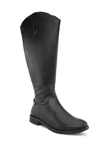 ALLEVIATER LEATHER Alleviater Synthetic Black Stylish and Premium Knee Length Boots for Women and Teens