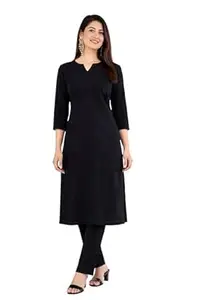 TMT HUB Women’s Cotton Kurti Set with Pant (Black) | Regular Fit Ethnic Wear for Girls | Casual, Office, Festive Traditional Kurta Palazzo Set for Women
