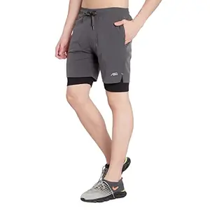 Asiansquare Sports Cycling shorts with tighties for men's (Large, Gray)