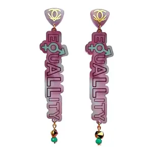 Little Crazy Company - Equallity (099) Contemporary Fashion Jewellery Quirky Multi Colour Earrings for Modern Women & Girl Trendy Unique Fun Statement Jhumka Dangler Drop Earrings for Anime Party Birthday Anniversary & gift.