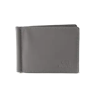 BROWN BEAR Signature Edition RFID Pretected Money Clip Leather Wallet for Men - Minimal Leather Wallet for Men (Grey)