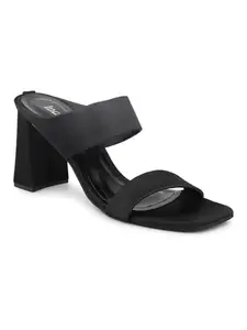 INC.5 Women Black Textured Block Heels