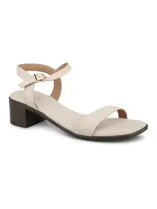 Inc.5 Women Cream Solid Open Toe Block Heels