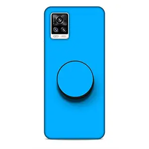 Screaming Ranngers Designer Printed Hard Plastic Matt Finish Mobile Case Back Cover with Mobile Holder for Vivo V20 (Sky Blue/Simple)