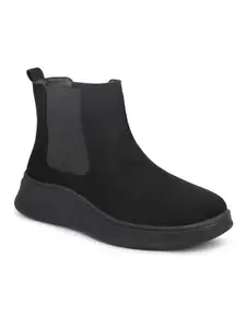 Inc.5 Women Black Mid-Top Chelsea Boots
