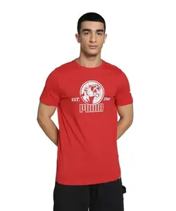 Puma Men's Graphic Print Slim Fit T-Shirt (683389_Red