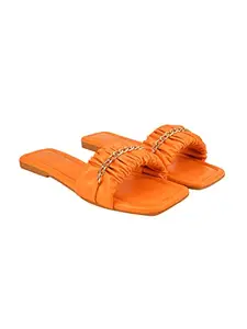 Shoetopia womens GD-24 Orange Flat Sandal - 3 UK (GD-24-Orange-EU36)
